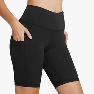 BALEAF Women's 8" High Waist Bike Shorts Yoga Running Gym with Side Pockets